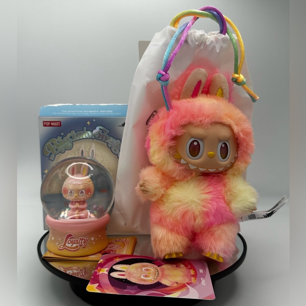 2 Pc POP MART The Monsters Big Into Energy Labubu Plush & Crystal Ball LOYALTY